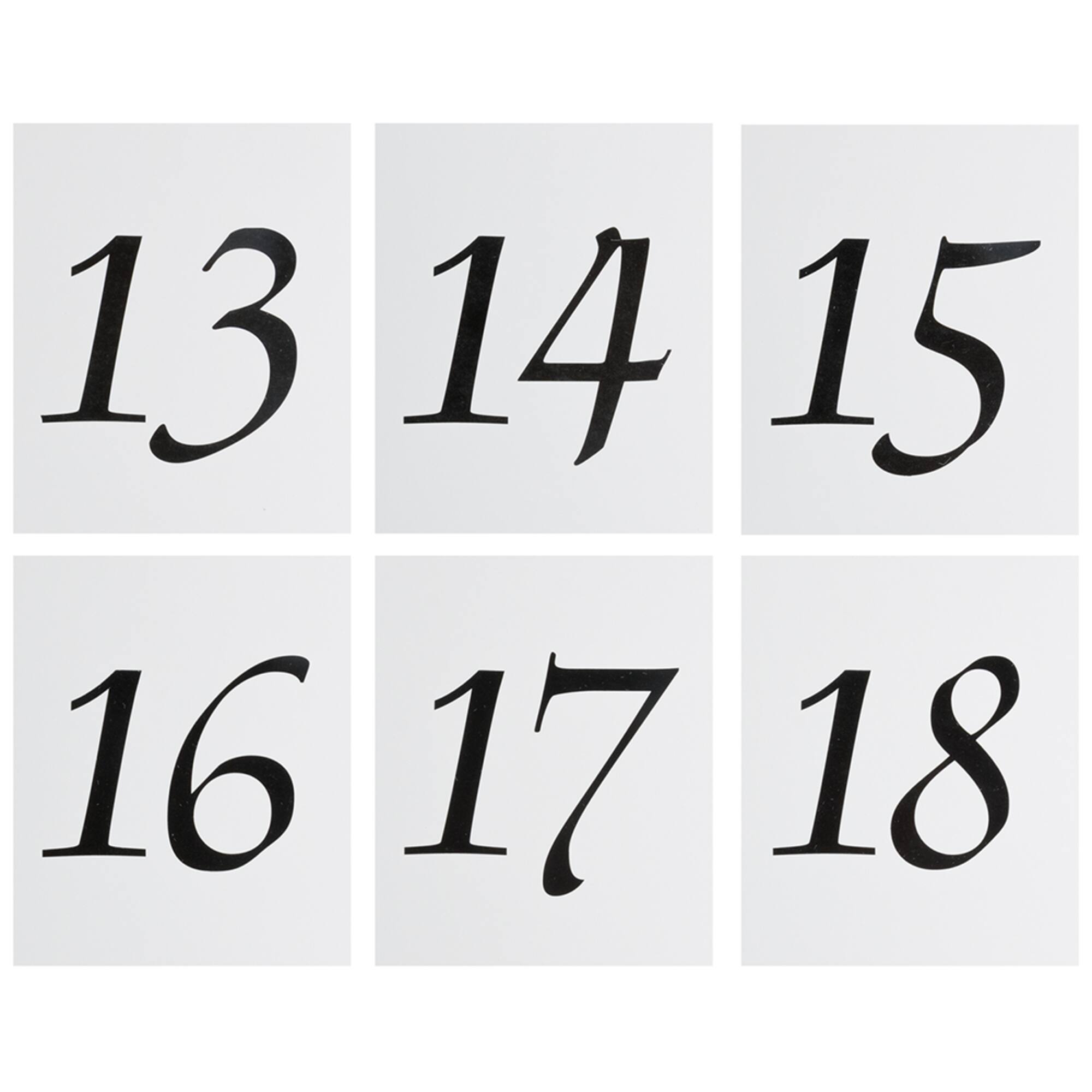 JAM Paper 4" x 5" White with Black Calligraphy Font 13-24 Table Number Tent Cards, 2 Packs of 12